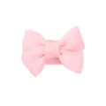 Close-up of a solid pink grosgrain ribbon bow hair clip for babies and young children - Pink