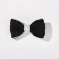 Elegant black tweed bow hair clip with a white center ribbon for children's hair styling - Bowknot Style (2) / Black White Tweed (2)