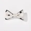 Cute white bow hair clip with black polka dots for children's hair styling accessory - Satin Bowknot (3) / White Black Polka Dot (3)