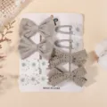 Set de 10 pinzas para el pelo con lazos y flores en gris y blanco para niñas en tarjeta - Gris