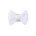 Cute white grosgrain ribbon bow hair clip for baby girls and toddler hair accessories - White