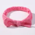 Bandeau bébé en coton mousseline rose doux avec un joli nœud décoratif pour les nourrissons - 3 Pièces/Paquet / Rose Texturé (37)