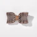 Barrette à cheveux à carreaux vichy marron et blanc pour enfants avec bande centrale - Carreaux Marron et Blanc (12)