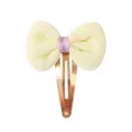 Sweet yellow ribbed fabric bow hair clip with purple ribbon center for baby girls - Bow BB Clip (7)