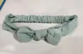 Bandeau à nœud pour bébé en gaze de coton vert sauge avec bande élastique souple - 3 Pièces/Paquet / Vert Haricot (48)