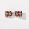 Charmante barrette à cheveux nœud à motif pied-de-poule pour enfants en bordeaux et beige - Pied-de-Poule Rouge Vin (14)