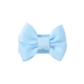 Cute light blue ribbed ribbon bow hair clip accessory for babies and young toddlers - Light Blue