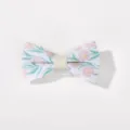 Élégante petite barrette à nœud floral pour enfants avec fleurs roses sur base en tissu - Fleurs Roses Feuilles Vertes (18)