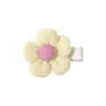 Cute cream flower hair clip with pink center for toddlers and girls' hair - Fabric Wrapped Clip (8)