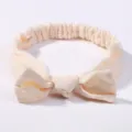 Bandeau bébé en coton mousseline crème avec un grand nœud décoratif élégant et doux - 3 Pièces/Paquet / Crème (8)
