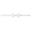Elastic white nylon headband with a ribbed bow design for babies and toddlers - White