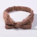 Bandeau à nœud en coton froissé marron doux pour bébés et accessoires cheveux - 3 Pièces/Paquet / Rouge Rouille (90)