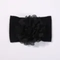 Graziosa fascia per neonati nera con grande fiore di chiffon su morbida fascia in nylon - Nero