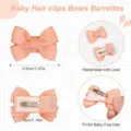 Handmade coral pink grosgrain ribbon bow hair clips set for baby girls fine hair - Coral Orange