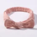 Bandeau bébé en coton crépon rose doux avec un joli nœud pour la coiffure enfant - 3 Pièces/Paquet / Rose Lotus (96)