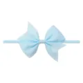 Mignon bandeau à nœud en ruban bleu clair pour bébés avec bande élastique souple - Bleu Clair (17)
