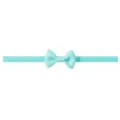 Soft elastic mint green nylon baby headband featuring a matching ribbed fabric bow - Grass Green