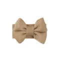 Cute khaki ribbed fabric bow hair clip for babies and girls side fringe styling - Khaki