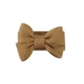 Classic brown grosgrain ribbon bow hair clip for girls, cute toddler fringe hair accessory - Caramel color