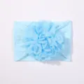Fascia per neonato in nylon azzurro con grande fiore in tessuto - Azzurro