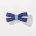 Pince à cheveux à nœud rayé bleu et blanc douce pour la coiffure des jeunes enfants - Peluche Rayée Bleu et Blanc (30)