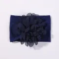 Fascia per neonati in nylon blu scuro con un grande fiore decorativo in tessuto morbido - Blu scuro