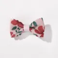 Barrette à cheveux nœud rose charmante pour enfants avec motif floral rouge élégant - Fleurs Rouges Fond Rose (31)