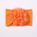 Fascia larga arancione per neonata con grande fiore in tessuto su base in morbido nylon - Arancione