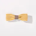 Barrette à cheveux petit nœud pour enfant avec rayures jaunes et blanches ici - Rayé Jaune et Beige (33)