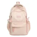 Detailansicht eines rosa Schülerrucksacks mit Sternenmuster und praktischem Fächerdesign - Rosa