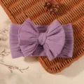 Diadema ancha para bebé de color púrpura suave con un lazo grande de punto jacquard - Estilo Púrpura (11)