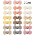 Set of 20 mini grosgrain ribbon bow hair clips for girls in assorted pastel colors - 20 Pieces Set