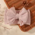 Soft pink baby jacquard elastic headband featuring a large bow detail for cute toddlers - Pale Pink Style (7)
