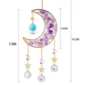 Splendido acchiappasole con luna in ametista, stelle dorate e prismi, completo di dimensioni - Stile 1