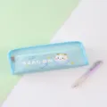 Cute cartoon dinosaur pencil case with double zipper, large capacity canvas stationery bag for school. - Blue
