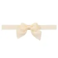 Cream bow baby headband, soft elastic hair accessory for cute infant girls and toddlers. - Beige (815)