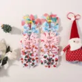 Set of 10 festive Christmas bow hair clips with Santa and reindeer patterns - 10D (Christmas Cartoon Elements)