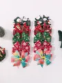 12-piece set of Christmas children's hair bows featuring festive holiday patterns - 10F (Christmas Classic Colors)