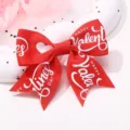 Rote Schleifen-Haarspange für Kinder mit weißem Happy Valentine's Day Aufdruck - Roter Feiertagsgruß (Stil 17)