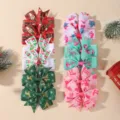 Set of 8 festive Christmas hair bow clips with Santa, reindeer and snowflake patterns - 12C (Christmas Vintage Swallowtail)