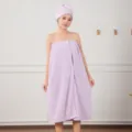 Draagbare badhanddoek set voor dames, zachte koraalfleece absorberende douchekop en haarkap. - Eén maat / Robes / Paars