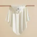 Soft baby hooded towel cute animal ear newborn swaddle blanket breathable infant bath wrap - White Bear (Thickened 200g)