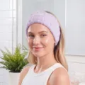 Soft plush spa headband for women, wide makeup facial mask elastic cute hair hoop. - Light Purple