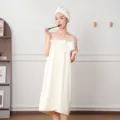 Serviette de bain portable pour femmes, robe de bain en polaire corail douce et absorbante maison. - Taille unique / Robes / Blanc