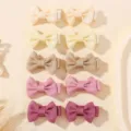 Set de 10 pinzas para el pelo con lazo de cinta de colores lisos en tonos pastel - Estilo B / Paquete de 10 / Colores Aleatorios