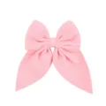 Pink satin bow hair clip, cute solid color large hair bow for kids and sweet girls daily wear. - Soft Pink (2)