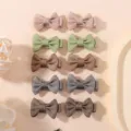 Juego de 10 mini pinzas de pelo con lazo de cinta grosgrain para niñas pequeñas - Estilo C / Paquete de 10 / Colores Aleatorios