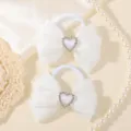 Witte strass strik haarrekkies voor meisjes, schattige elastische haarbanden kinder accessoires. - 2 stuks/verpakking / Wit