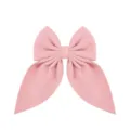 Pink fabric bow hair clip for kids, sweet solid color large hair accessory style. - Light Pink (3)