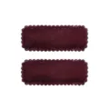 Set of two burgundy scalloped edge fabric padded hair clips for sweet little girls - Padded Fabric Wrapped Style (33)